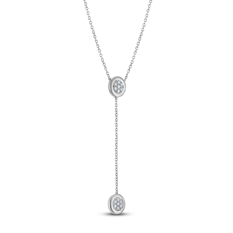 Main Image 2 of Multi-Diamond Y-Drop Necklace 1/5 ct tw Sterling Silver 18"