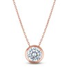 Thumbnail Image 1 of Certified Round-Cut Diamond Bezel-Set Solitaire Necklace 2 ct tw 14K Rose Gold 18" (I1/I)