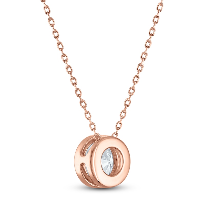 Main Image 3 of Certified Round-Cut Diamond Bezel-Set Solitaire Necklace 2 ct tw 14K Rose Gold 18" (I1/I)