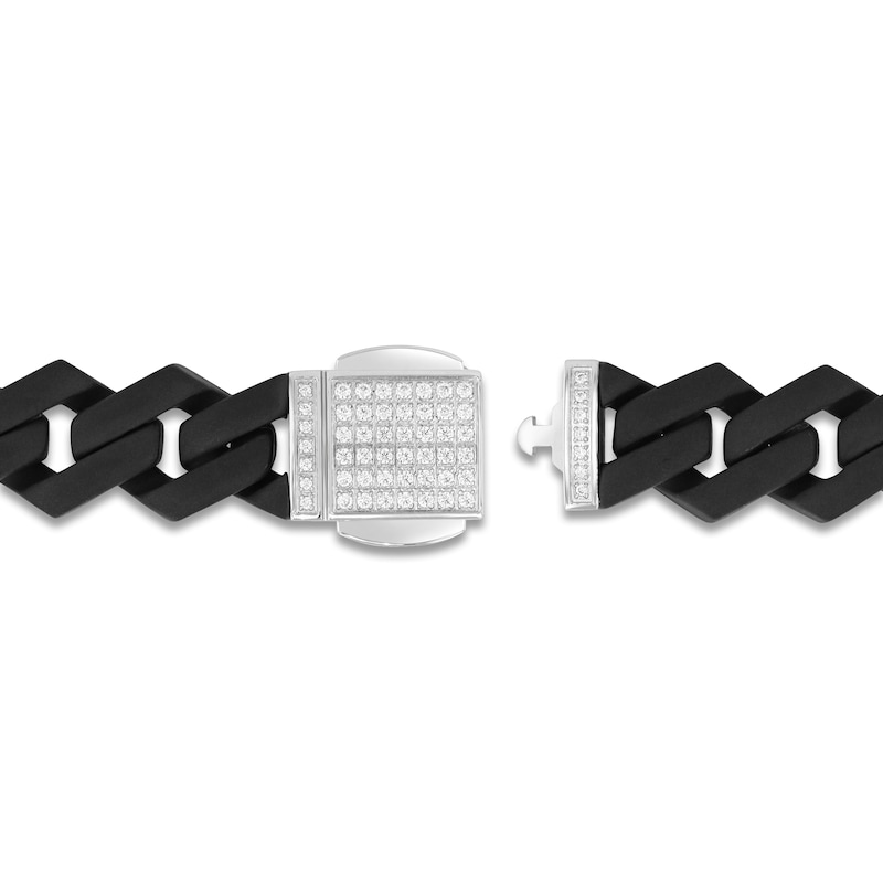 Main Image 3 of Diamond Clasp Link Bracelet 1/2 ct tw Stainless Steel & Black Ion Plating 8.5"