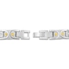 Thumbnail Image 3 of Men's Diamond Byzantine Chain Bracelet 1/4 ct tw Stainless Steel & Yellow Ion Plating 8.5"