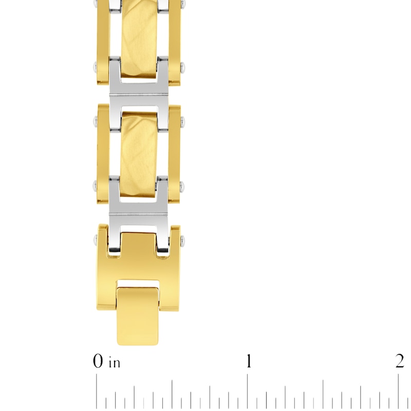 Main Image 4 of Men's Hammered Link Bracelet Stainless Steel & Yellow Ion Plating 8.5"