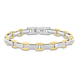 Men's Diamond Link Bracelet 1/3 ct tw Stainless Steel & Yellow Ion Plating 8.5"