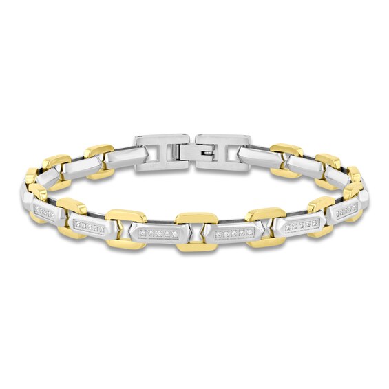 Mens Diamond Link Bracelet 13 ct tw Stainless Steel  Yellow Ion Plating 85