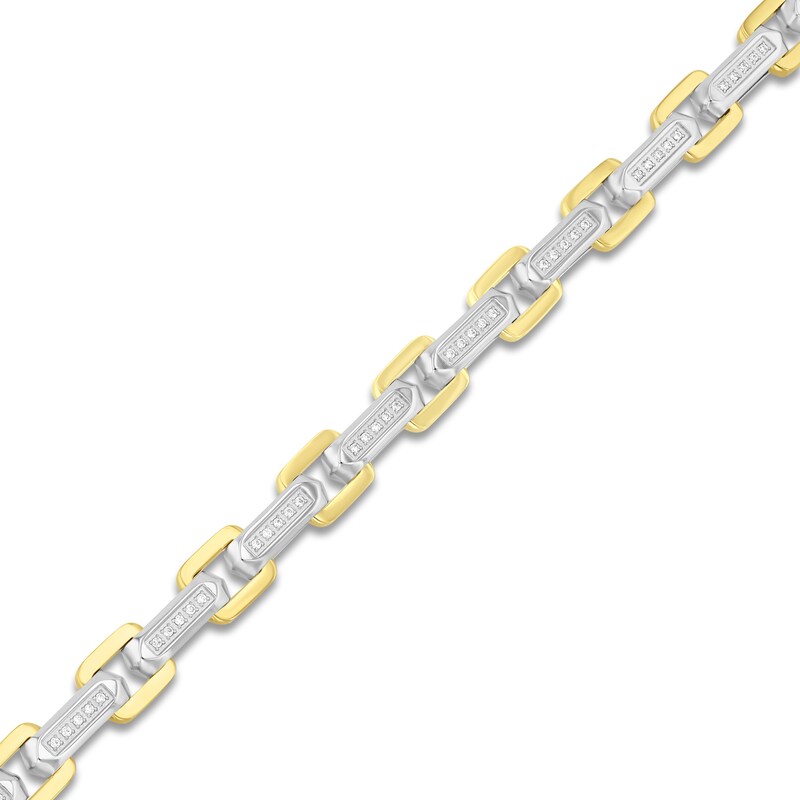 Main Image 2 of Men's Diamond Link Bracelet 1/3 ct tw Stainless Steel & Yellow Ion Plating 8.5"