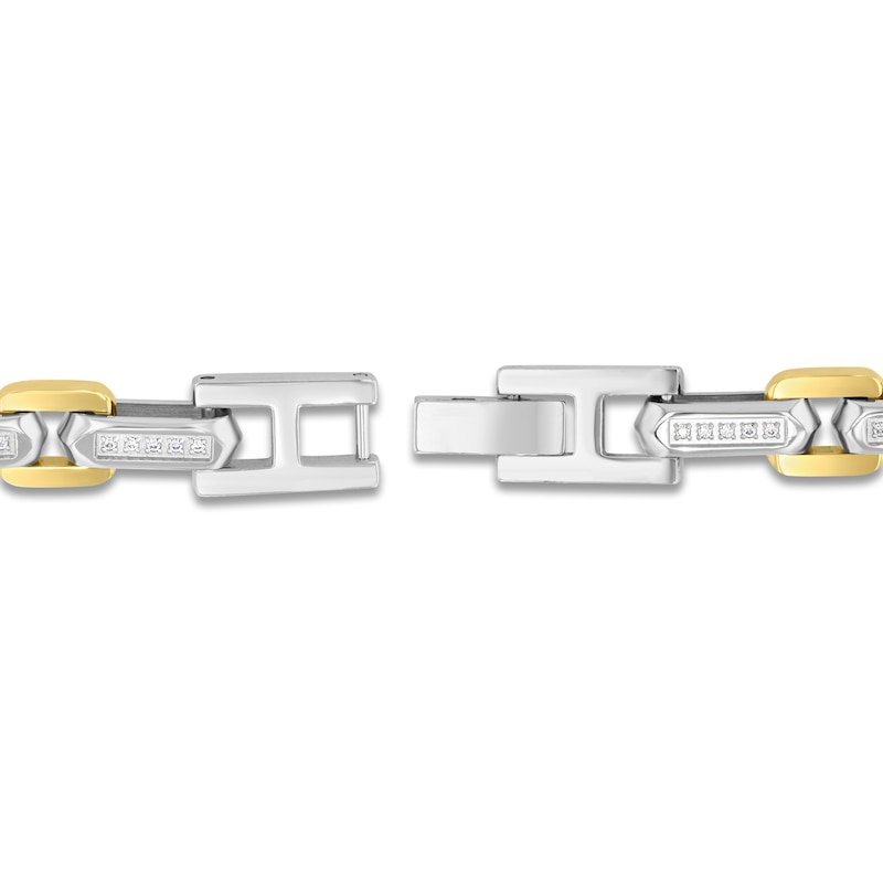 Main Image 3 of Men's Diamond Link Bracelet 1/3 ct tw Stainless Steel & Yellow Ion Plating 8.5"