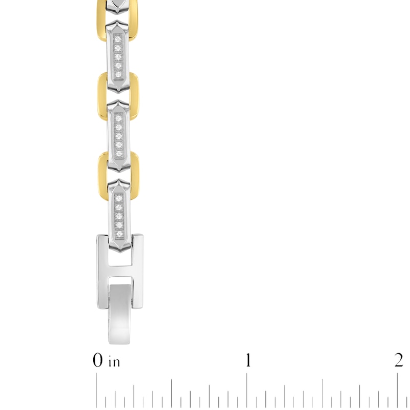 Main Image 4 of Men's Diamond Link Bracelet 1/3 ct tw Stainless Steel & Yellow Ion Plating 8.5"