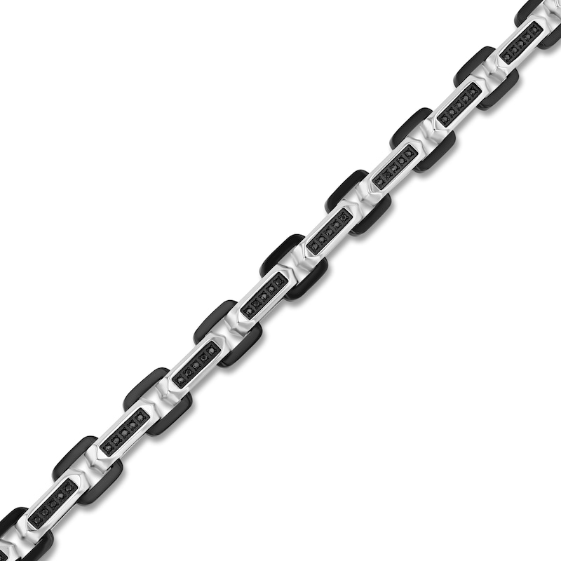 Main Image 2 of Men's Black Diamond Link Bracelet 1/3 ct tw Stainless Steel & Black Ion Plating 8.5"