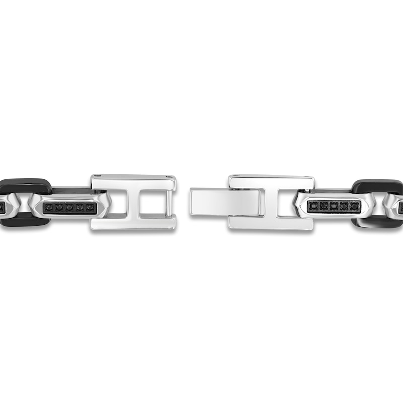 Main Image 3 of Men's Black Diamond Link Bracelet 1/3 ct tw Stainless Steel & Black Ion Plating 8.5"