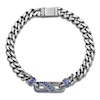 Thumbnail Image 1 of Men's Blue Lab-Created Sapphire Curb Chain Bracelet Sterling Silver 8.5"