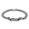 Thumbnail Image 2 of Men's Blue Lab-Created Sapphire Curb Chain Bracelet Sterling Silver 8.5"
