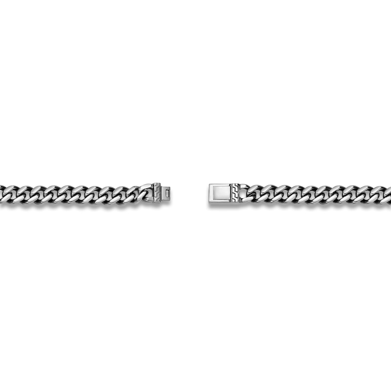 Main Image 4 of Men's Blue Lab-Created Sapphire Curb Chain Bracelet Sterling Silver 8.5"