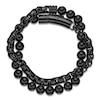 Thumbnail Image 5 of Men's Natural Black Agate Bead & Box Chain Layered Bracelet Black Ion-Plated Stainless Steel 8.5"