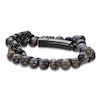 Thumbnail Image 1 of Men's Natural Tiger's Eye Quartz Bead & Box Chain Layered Bracelet Black Ion-Plated Stainless Steel 8.5"