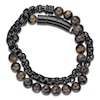 Thumbnail Image 5 of Men's Natural Tiger's Eye Quartz Bead & Box Chain Layered Bracelet Black Ion-Plated Stainless Steel 8.5"