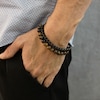Thumbnail Image 7 of Men's Natural Tiger's Eye Quartz Bead & Box Chain Layered Bracelet Black Ion-Plated Stainless Steel 8.5"