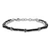 Thumbnail Image 2 of Men's Natural Black Agate & Black Spinel Bead Layered Chain Bracelet Sterling Silver 8"