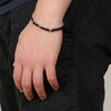 Thumbnail Image 6 of Men's Natural Black Agate & Black Spinel Bead Layered Chain Bracelet Sterling Silver 8"