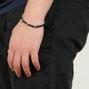 Thumbnail Image 7 of Men's Natural Black Agate & Black Spinel Bead Layered Chain Bracelet Sterling Silver 8"