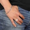 Thumbnail Image 6 of Men's Natural Black Spinel Paperclip Chain Bracelet Sterling Silver 8.5"