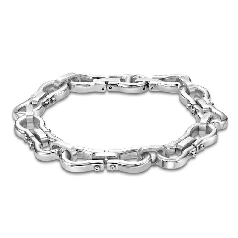 Main Image 2 of Men's Stirrup Link Chain Bracelet Stainless Steel 8.5"