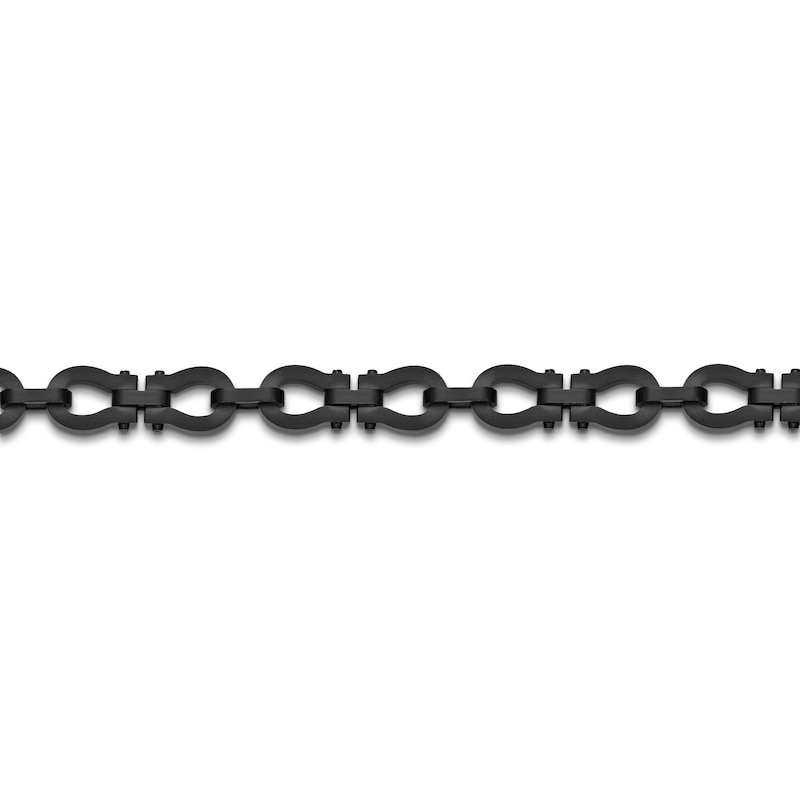 Main Image 3 of Men's Stirrup Link Chain Bracelet Black Ion-Plated Stainless Steel 8.5"