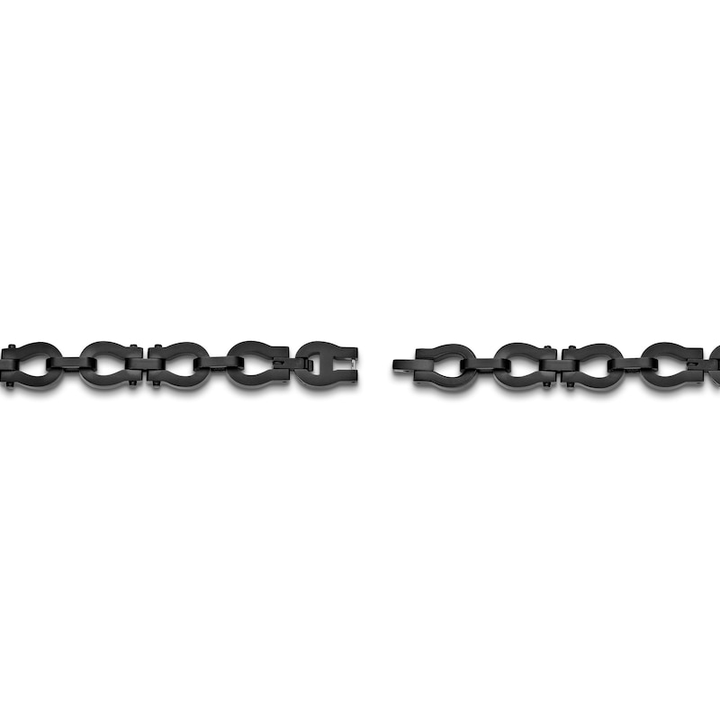 Main Image 4 of Men's Stirrup Link Chain Bracelet Black Ion-Plated Stainless Steel 8.5"