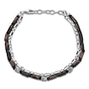 Thumbnail Image 1 of Men's Natural Tiger's Eye Quartz & Chalcedony Bead Layered Chain Bracelet Sterling Silver 8"