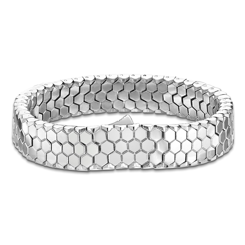 Main Image 2 of Men's Honeycomb Bracelet Stainless Steel 8"