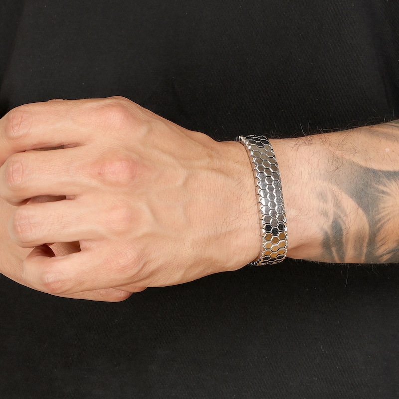 Main Image 6 of Men's Honeycomb Bracelet Stainless Steel 8.5"