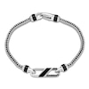 Thumbnail Image 2 of Men's Natural Black Onyx & Black Spinel Bracelet Sterling Silver 8.5"