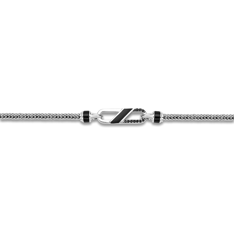 Main Image 3 of Men's Natural Black Onyx & Black Spinel Bracelet Sterling Silver 8.5"