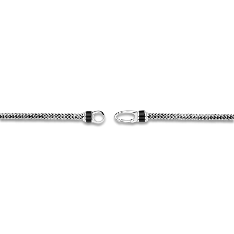 Main Image 4 of Men's Natural Black Onyx & Black Spinel Bracelet Sterling Silver 8.5"