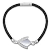 Thumbnail Image 2 of Men's Natural Mother-of-Pearl & White Lab-Created Sapphire Arrow Leather Bracelet Sterling Silver 8.5"
