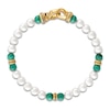 Thumbnail Image 2 of 1933 by Esquire Men's Cultured Pearl & Natural Malachite Bead Bracelet 18K Yellow Gold-Plated Sterling Silver 8.75"