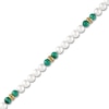 Thumbnail Image 3 of 1933 by Esquire Men's Cultured Pearl & Natural Malachite Bead Bracelet 18K Yellow Gold-Plated Sterling Silver 8.75"