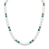 Thumbnail Image 1 of 1933 by Esquire Men's Cultured Pearl & Natural Malachite Bead Necklace 18K Yellow Gold-Plated Sterling Silver 22"