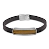 Thumbnail Image 1 of Men's Natural Tiger's Eye & Leather Bracelet Sterling Silver 8.5"