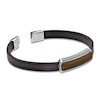 Thumbnail Image 2 of Men's Natural Tiger's Eye & Leather Bracelet Sterling Silver 8.5"