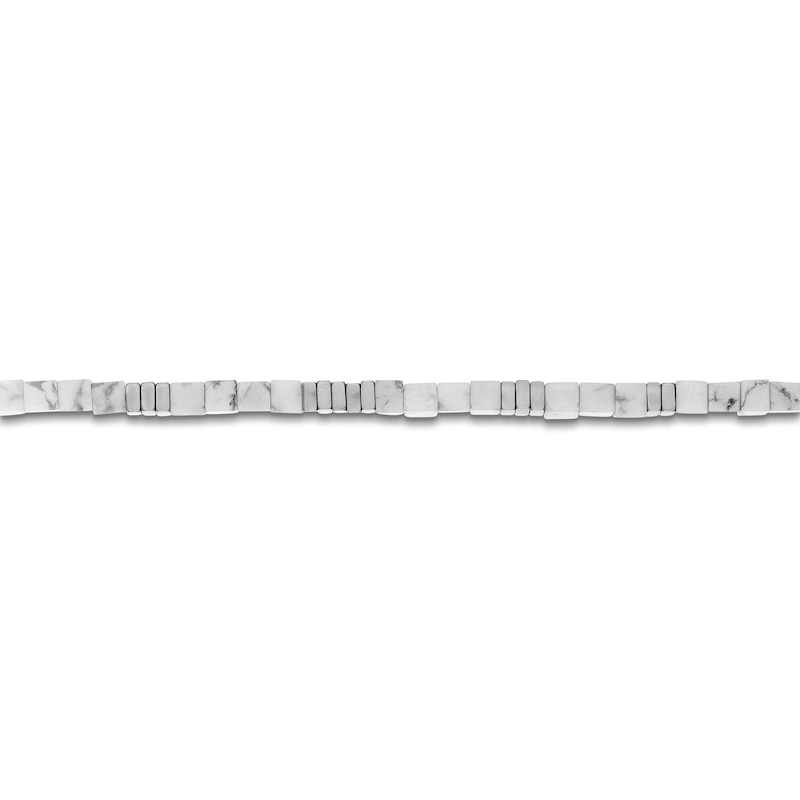 Main Image 3 of Men's Natural Howlite Bead Bracelet Stainless Steel 8.5"