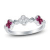 Thumbnail Image 1 of Natural Ruby & Diamond Quatrefoil Ring 1/10 ct tw 14K White Gold