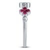 Thumbnail Image 3 of Natural Ruby & Diamond Quatrefoil Ring 1/10 ct tw 14K White Gold