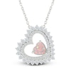 Thumbnail Image 1 of Heart-Shaped Lab-Created Opal & White Lab-Created Sapphire Tilted Heart Necklace Sterling Silver 18"