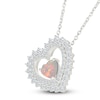 Thumbnail Image 2 of Heart-Shaped Lab-Created Opal & White Lab-Created Sapphire Tilted Heart Necklace Sterling Silver 18"