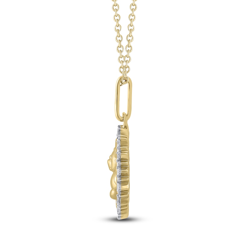 Main Image 3 of Diamond Teddy Bear Medallion Necklace 1/4 ct tw 10K Yellow Gold 18"