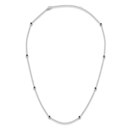 Black Diamond Bezel-Set Station Necklace 1 ct tw Sterling Silver 22"