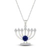 Thumbnail Image 1 of Blue & White Lab-Created Sapphire Menorah Necklace Sterling Silver 18"