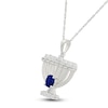 Thumbnail Image 2 of Blue & White Lab-Created Sapphire Menorah Necklace Sterling Silver 18"