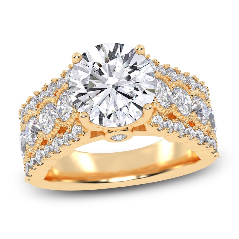 Main Image 1 of Round-Cut Created By Jared Studio Lab-Grown Diamond Engagement Ring 3-3/4 ct tw 14K Yellow Gold