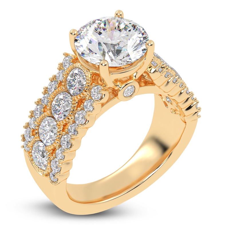 Main Image 2 of Round-Cut Created By Jared Studio Lab-Grown Diamond Engagement Ring 3-3/4 ct tw 14K Yellow Gold